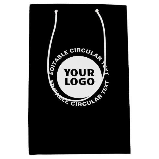 Bewerkbare circulaire tekst Sjabloon en uw Logo Medium Cadeauzakje (Voorkant)