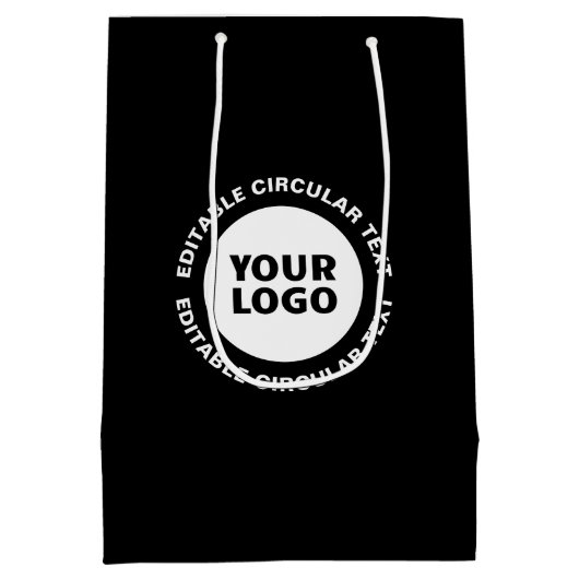 Bewerkbare circulaire tekst Sjabloon en uw Logo Medium Cadeauzakje (Achterkant)