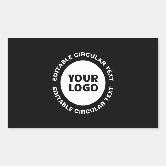 Bewerkbare circulaire tekst Sjabloon en uw Logo Rechthoekige Sticker (Voorkant)