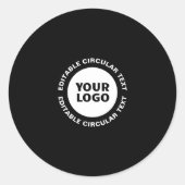 Bewerkbare circulaire tekst Sjabloon en uw Logo Ronde Sticker (Voorkant)