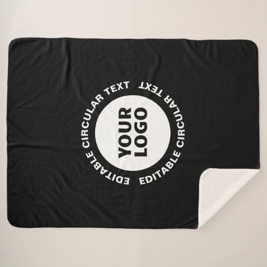 Bewerkbare circulaire tekst Sjabloon en uw Logo Sherpa Deken (Voorkant (horizontaal))