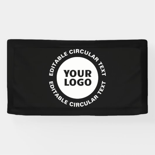 Bewerkbare circulaire tekst Sjabloon en uw Logo Spandoek (Horizontaal)