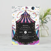 Bewerkbare Circus verjaardag Kaart (Staand voorkant)