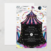 Bewerkbare Circus verjaardag Kaart (Voorkant / Achterkant)