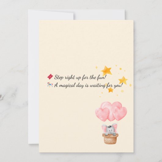 Bewerkbare Circus verjaardagsuitnodiging Kaart (Achterkant)