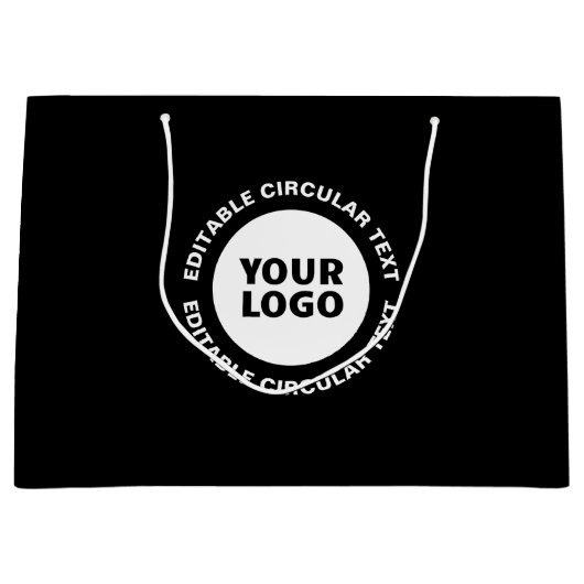 Bewerkbare cirkeltekst sjabloon & uw logo groot cadeauzakje (Voorkant)