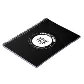 Bewerkbare cirkelvormige tekst- en geüpload logo s notitieboek (Linkerzijde)