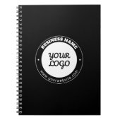 Bewerkbare cirkelvormige tekst- en geüpload logo s notitieboek (Voorkant)