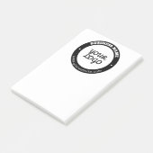 Bewerkbare cirkelvormige tekst- en geüpload sjablo post-it® notes (Schuin)