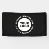 Bewerkbare Cirkelvormige Tekst Sjabloon & Uw Logo Spandoek (Horizontaal)