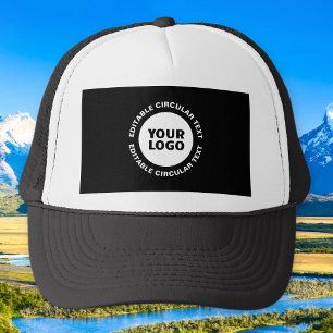 Bewerkbare Cirkelvormige Tekst Sjabloon & Uw Logo Trucker Pet