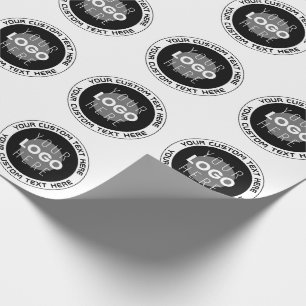 Bewerkbare cirkelvormige tekst & vervangbaar logo cadeaupapier