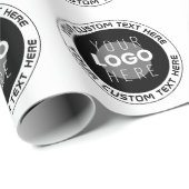 Bewerkbare cirkelvormige tekst & vervangbaar logo  cadeaupapier (Rol Hoek)