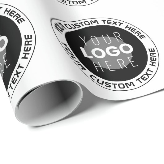 Bewerkbare cirkelvormige tekst & vervangbaar logo  cadeaupapier (Rol Hoek)