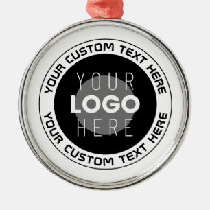 Bewerkbare cirkelvormige tekst & vervangbaar logo metalen ornament