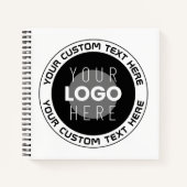 Bewerkbare cirkelvormige tekst & vervangbaar logo  notitieboek (Voorkant)