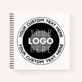 Bewerkbare cirkelvormige tekst & vervangbaar logo  notitieboek