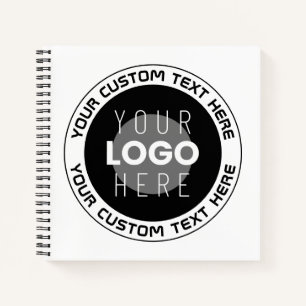 Bewerkbare cirkelvormige tekst & vervangbaar logo notitieboek