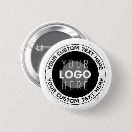 Bewerkbare cirkelvormige tekst & vervangbaar logo  ronde button 5,7 cm
