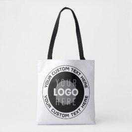 Bewerkbare cirkelvormige tekst & vervangbaar logo  tote bag