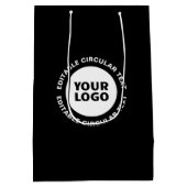 Bewerkbare cirkelvormige tekstsjabloon & uw logo medium cadeauzakje (Achterkant)