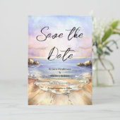 Bewerkbare Classic Beach Wedding Save The Date (Staand voorkant)