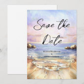 Bewerkbare Classic Beach Wedding Save The Date (Voorkant / Achterkant)
