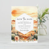 Bewerkbare Classic Cactus Wedding Save The Date (Staand voorkant)