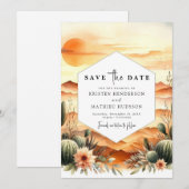 Bewerkbare Classic Cactus Wedding Save The Date (Voorkant / Achterkant)