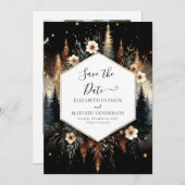 Bewerkbare Classic Enchanted Forest Wedding Save The Date (Voorkant / Achterkant)