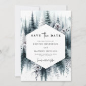 Bewerkbare Classic Mountain Wedding Save The Date (Voorkant)