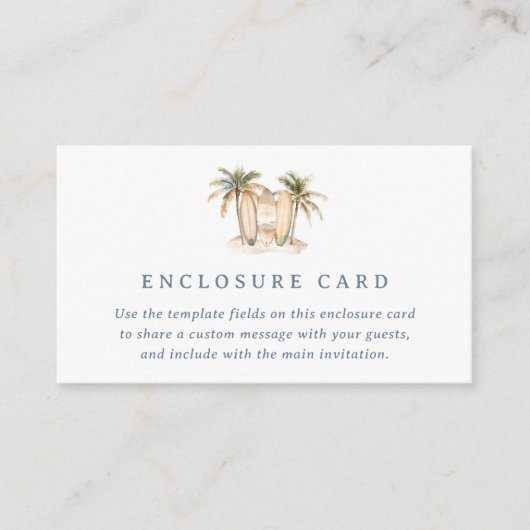 Bewerkbare Coastal Surf Baby shower Enclosure Kaar Informatiekaartje (Voorkant)