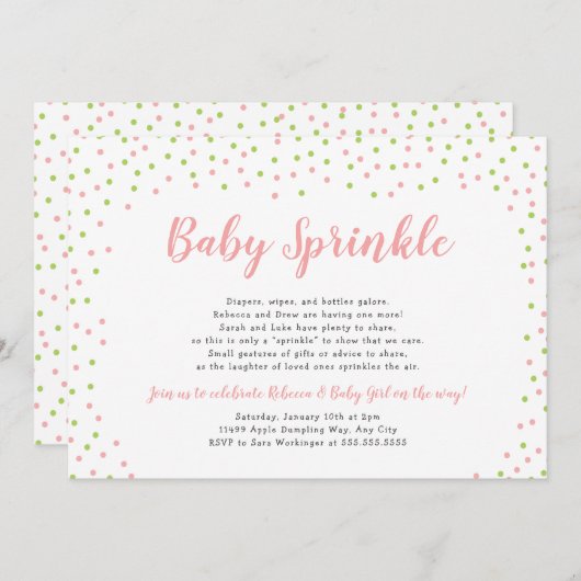 Bewerkbare Confetti Color Baby Sprinkle Kaart (Voorkant / Achterkant)