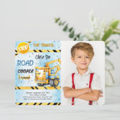 Bewerkbare constructie verjaardagsfeestfoto kaart (Staand voorkant)