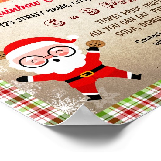 Bewerkbare cookies met Santa flyer poster (Hoek)