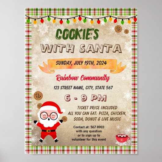 Bewerkbare cookies met Santa flyer poster (Voorkant)