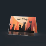 Bewerkbare Cool Cats Happy Birthday Kaart<br><div class="desc">Deze prachtige kaart toont een afbeelding van katten tegen een oranje achtergrond. De berichten aan de voorkant en aan de binnenkant kunnen worden gewijzigd en dat geldt ook voor de lettertypestijl, -kleur en -grootte. De achtergrondkleuren aan de binnen- en achterkant kunnen ook worden gewijzigd. Deze kaart kan worden gebruikt voor...</div>
