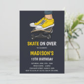 Bewerkbare Cool Skater Party Uitnodiging voor jong (Staand voorkant)