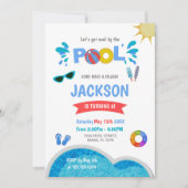 Bewerkbare Cool Summer Swim Party Uitnodigen Kaart (Voorkant)