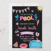 Bewerkbare Cool Summer Swim Party Uitnodiging voor (Voorkant)