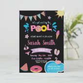 Bewerkbare Cool Summer Swim Party Uitnodiging voor (Staand voorkant)