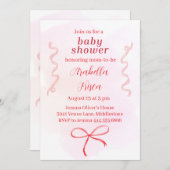 Bewerkbare Coquette Baby shower Invitation 1 Kaart (Voorkant / Achterkant)