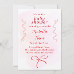Bewerkbare Coquette Baby shower Invitation 1 Kaart