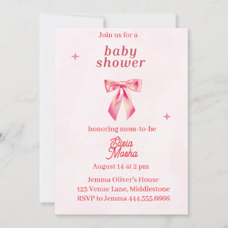 Bewerkbare Coquette Baby shower Invitation 2 Kaart