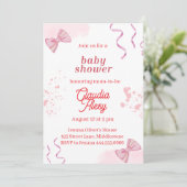 Bewerkbare Coquette Baby shower Invitation 3 Kaart (Staand voorkant)