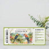 Bewerkbare Costa Rica Vliegticket Boarding Pass Kaart (Staand voorkant)