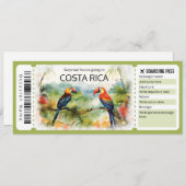 Bewerkbare Costa Rica Vliegticket Boarding Pass Kaart (Voorkant / Achterkant)