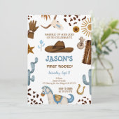 Bewerkbare Cowboy verjaardagsuitnodiging Kaart (Staand voorkant)