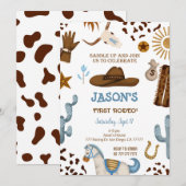 Bewerkbare Cowboy verjaardagsuitnodiging Kaart (Voorkant / Achterkant)