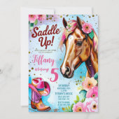 Bewerkbare Cowgirl Verjaardag Uitnodiging Sjabloon (Voorkant)